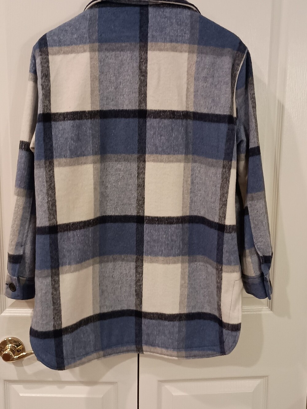 Sebby Blue & Cream Plaid Teddy Jacket - Picture 4 of 5